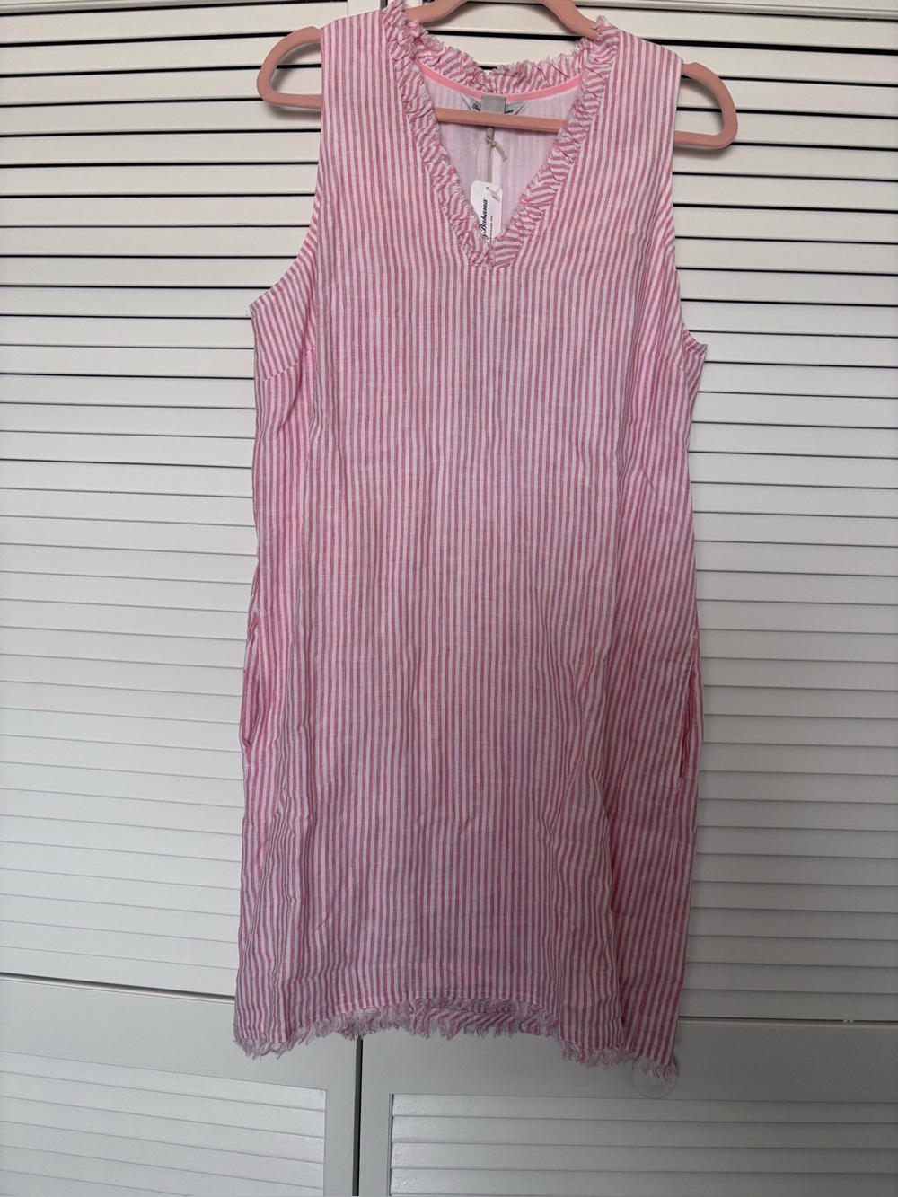 Tommy Bahama Pink/White Sleeveless dress Large NWT